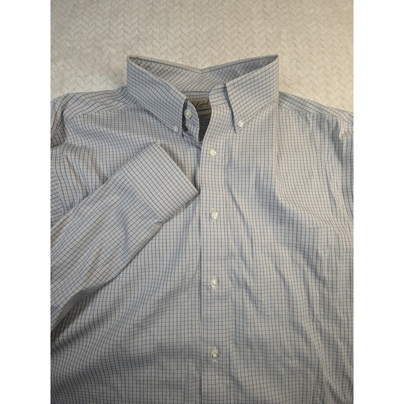 Roundtree & Yorke Gold Label Men Dress Shirt Long Sleeve Plaid Button Down Large - Picture 1 of 8